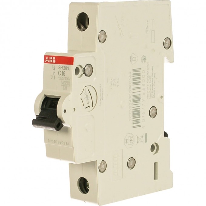 Выключатель автоматический модульный ABB SH201L 1п C 16А 4.5кА C16 2CDS241001R0164 Выключатель автоматический модульный ABB SH201L 1п C 16А 4.5кА C16 2CDS241001R0164