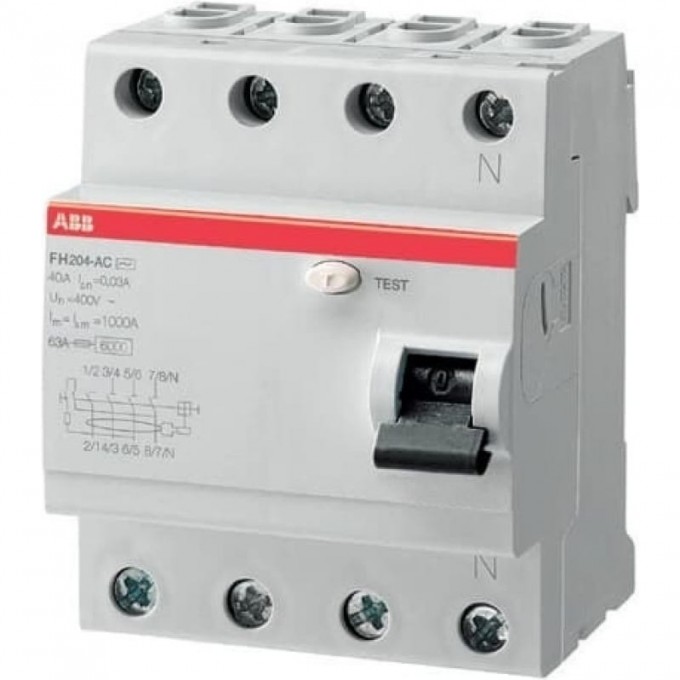 Выключатель дифференциального тока (УЗО) ABB 4п 40А 300мА тип AC FH204AC-40/0.3 2CSF204003R3400 Выключатель дифференциального тока (УЗО) ABB 4п 40А 300мА тип AC FH204AC-40/0.3 2CSF204003R3400