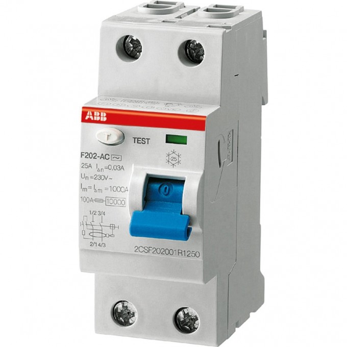 Выключатель дифференциального тока (УЗО) ABB F202 2п 63А 100мА тип AC F202 2CSF202001R2630 Выключатель дифференциального тока (УЗО) ABB F202 2п 63А 100мА тип AC F202 2CSF202001R2630